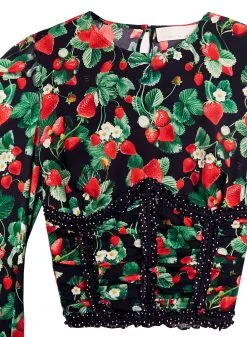 Fleur Du Mal Love Bound Top -Lingerie Store loveboundtopblackstrawberryflat2