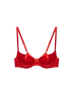 Fleur Du Mal Satin Luxe Balconette Bra -Lingerie Store luxebalconetterougeflat1