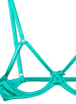 Fleur Du Mal Luxe Ouvert Bra -Lingerie Store luxeouvertbraemeraldflat2