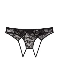 Fleur Du Mal Magnolia Lace Ouvert Panty -Lingerie Store magnolialaceouvertblackflat1