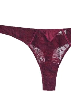 Fleur Du Mal Magnolia Lace Thong -Lingerie Store magnoliamulbereryflat2