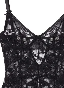 Fleur Du Mal Magnolia Lace Ouvert Bodysuit -Lingerie Store magnoliaouvertbsflat2