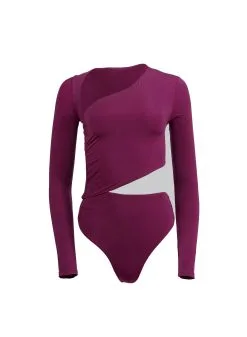 Fleur Du Mal Asymmetric Wrap Bodysuit -Lingerie Store malbecbodysuitflat1