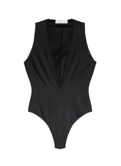 Fleur Du Mal Margo Lace Trim Deep V Bodysuit -Lingerie Store margodeepvbsflat1