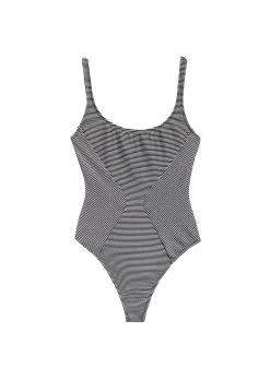 Fleur Du Mal Mitered Stripe Scoop Neck One Piece -Lingerie Store miteredonepieceflat1