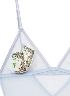 Fleur Du Mal Big Spender Embroidery Bodysuit -Lingerie Store moneybodysuitblueflat2