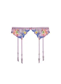 Fleur Du Mal Orchid Embroidery Garter -Lingerie Store orchidgarterflat1