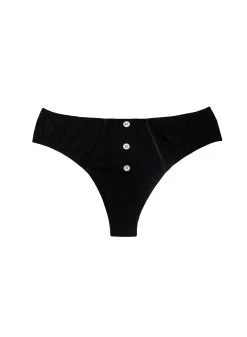 Fleur Du Mal Organic Cotton Cheeky -Lingerie Store organiccottoncheekyblackflat1