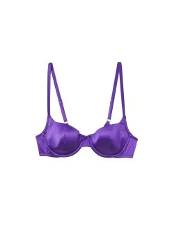 Fleur Du Mal Satin Luxe Balconette Bra -Lingerie Store pansybalconetteflat1