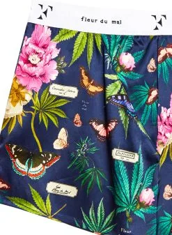 Fleur Du Mal Botanical Unisex Boxer Short -Lingerie Store papillonindigoboxerflat2