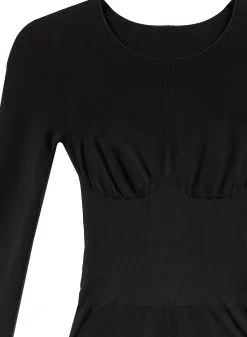 Fleur Du Mal Le Body Long Sleeve Control Bodysuit -Lingerie Store perforatedlongsleevebodysuitblackflat2