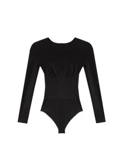 Fleur Du Mal Le Body Long Sleeve Control Bodysuit -Lingerie Store perforatedlongsleeverbodysuitblackflat1