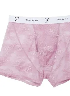 Fleur Du Mal Men's Bouquet Lace Boxer Brief -Lingerie Store pinkmistlaceboxerflat2