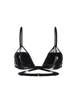 Fleur Du Mal Frankie Lace PVC Triangle Bra -Lingerie Store pvcbraflat1