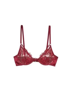 Fleur Du Mal Rose Embroidery Demi Bra -Lingerie Store roseembroiderybraflat1
