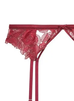 Fleur Du Mal Rose Embroidery Garter -Lingerie Store roseembroiderygarterflat2