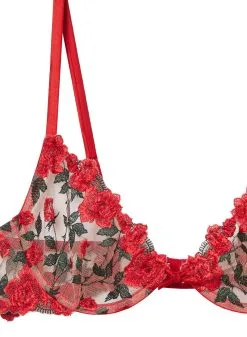 Fleur Du Mal Roses & Thorns Demi Bra 16 Fleur Du Mal Roses & Thorns Demi Bra -Lingerie Store rosesthornsbraflat2