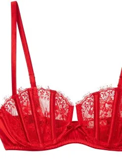Fleur Du Mal Frankie Lace Boned Balconette Bra -Lingerie Store rougefrankiebalconetteflat2