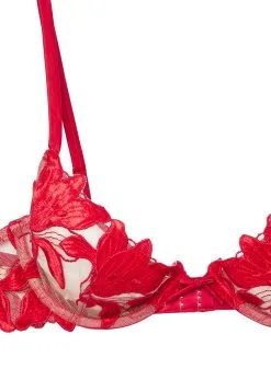 Fleur Du Mal Fuller Cup Velvet Lily Embroidery Plunge Demi Bra -Lingerie Store rougevelvetbraflat2 97e5f71c 0505 4828 8543 ed9b6a699eb3