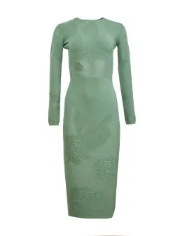 Fleur Du Mal Rose Pointelle Knit Dress -Lingerie Store sagepointelledressflat1