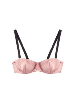 Fleur Du Mal Top Stitch Convertible Bra -Lingerie Store satinconvertiblebrarosepinkflat1