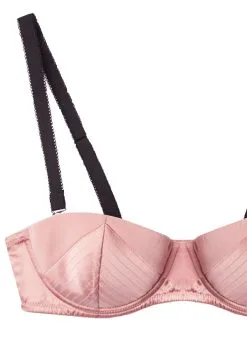 Fleur Du Mal Top Stitch Convertible Bra -Lingerie Store satinconvertiblebrarosepinkflat2
