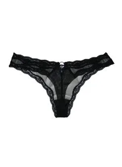 Fleur Du Mal Sheer Tulle Thong -Lingerie Store sheertulleblackflat1