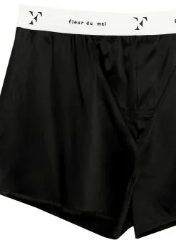 Fleur Du Mal Unisex Washable Silk Boxers 15 Fleur Du Mal Unisex Washable Silk Boxers -Lingerie Store silkboxersblackflat2