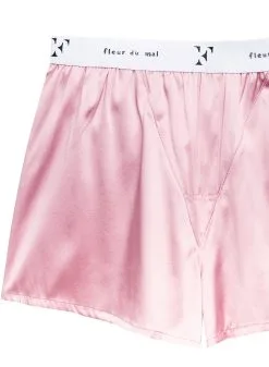 Fleur Du Mal Unisex Washable Silk Boxers -Lingerie Store silkboxersrosepinkflat2