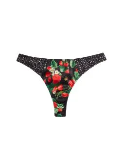 Fleur Du Mal Strawberry Print Thong -Lingerie Store strawberryprintthongflat1