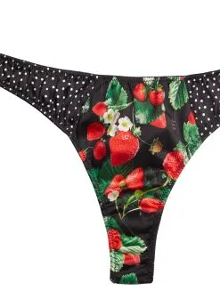 Fleur Du Mal Strawberry Print Thong -Lingerie Store strawberrythongflat2