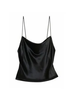 Fleur Du Mal Cowl Neck Spaghetti Strap Cami -Lingerie Store tp0085blackflat1