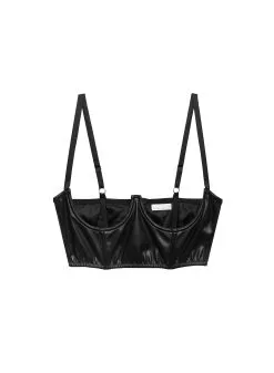 Fleur Du Mal Vegan Leather No Cup Bustier -Lingerie Store veganleathernocupbustierflat1