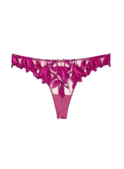 Fleur Du Mal Velvet Lily Embroidery Hipster Thong