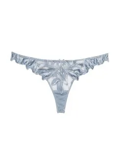 Fleur Du Mal Velvet Lily Embroidery Hipster Thong -Lingerie Store velvetlilythongflat1