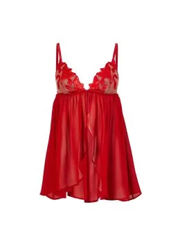 Fleur Du Mal Velvet Lily Embroidery Babydoll -Lingerie Store velvetrougebabydollflat1