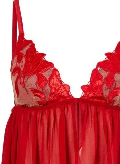 Fleur Du Mal Velvet Lily Embroidery Babydoll -Lingerie Store velvetrougebabydollflat2