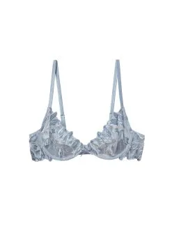 Fleur Du Mal Velvet Lily Embroidery Plunge Demi Bra 11 Fleur Du Mal Velvet Lily Embroidery Plunge Demi Bra -Lingerie Store vevletlilybraflat1