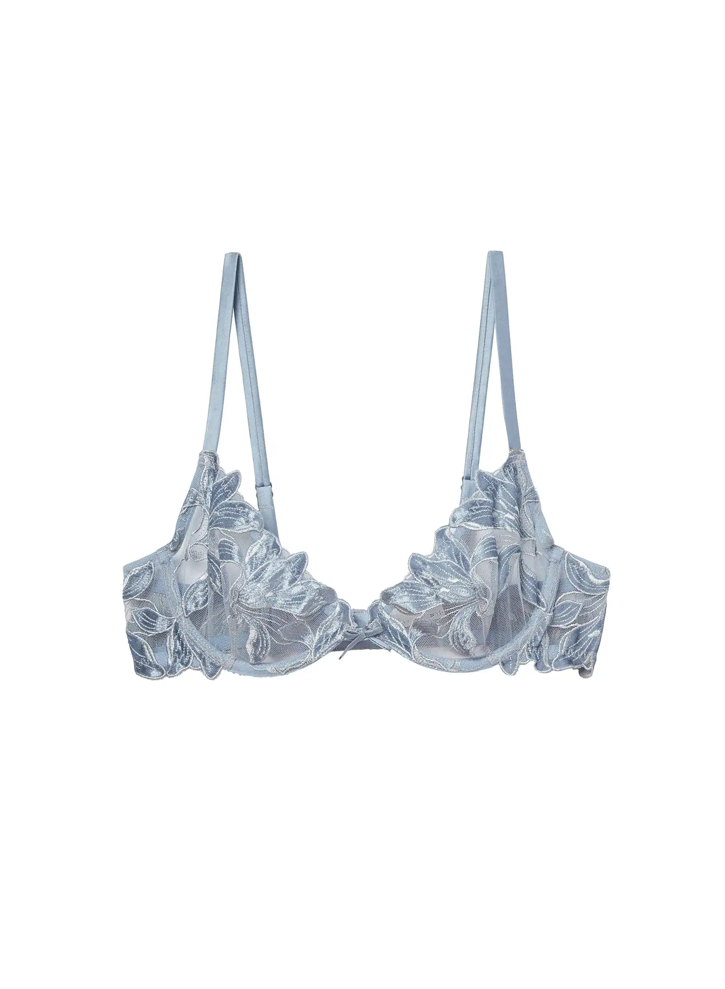 Fleur Du Mal Velvet Lily Embroidery Plunge Demi Bra 3 Fleur Du Mal Velvet Lily Embroidery Plunge Demi Bra - Image 3