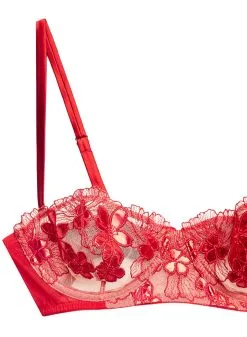 Fleur Du Mal Violet Balconette Bra -Lingerie Store violetbalconetterougeflat2