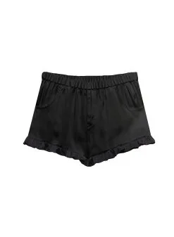 Fleur Du Mal Washable Silk Ruffle Shorts -Lingerie Store washablesilkshortblackflat1