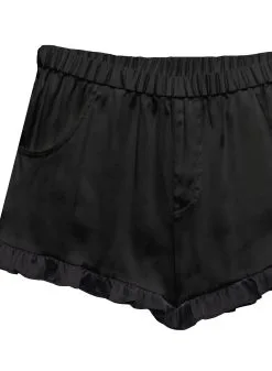 Fleur Du Mal Washable Silk Ruffle Shorts -Lingerie Store washablesilkshortblackflat2