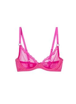 Fleur Du Mal Fuller Cup Sheer Tulle Demi Bra -Lingerie Store wildpinkdemiflat1